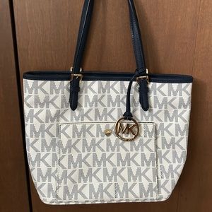 Michael Kors Logo Tote Navy Blue White